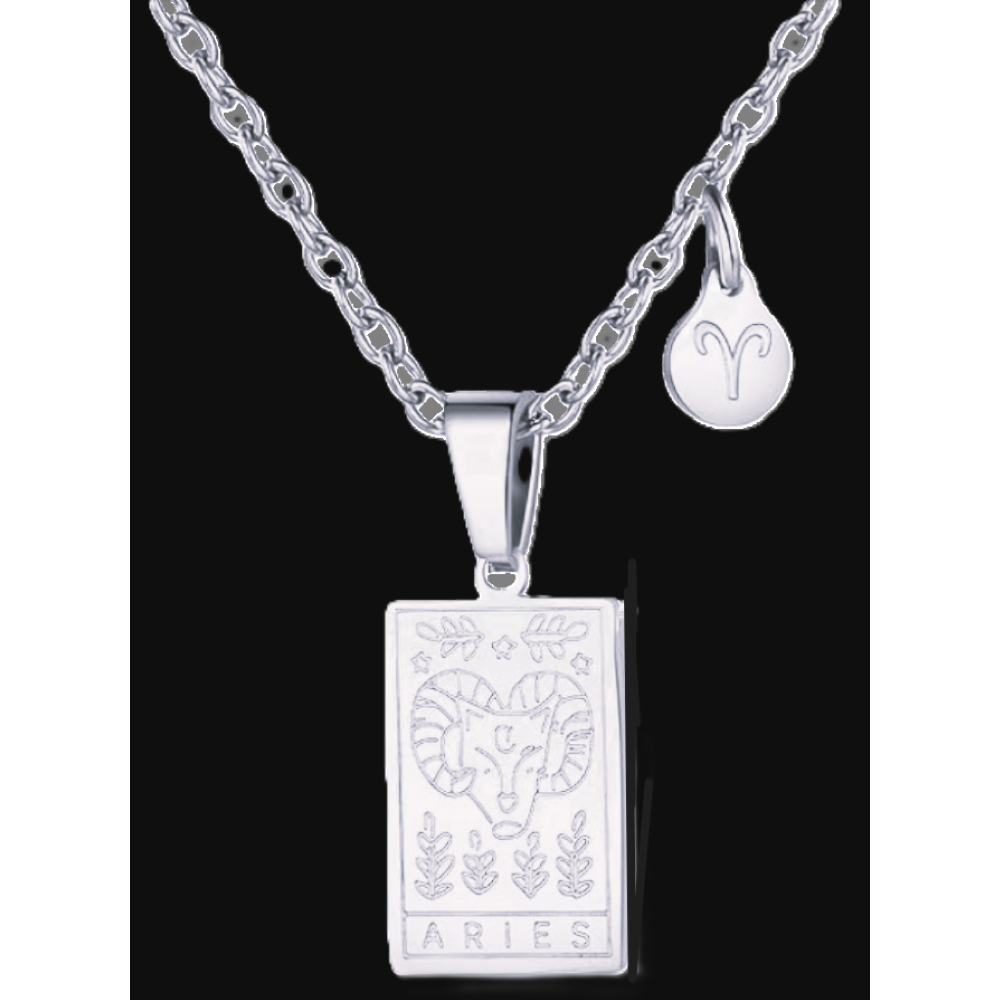 Aries Silver Tablet Necklace