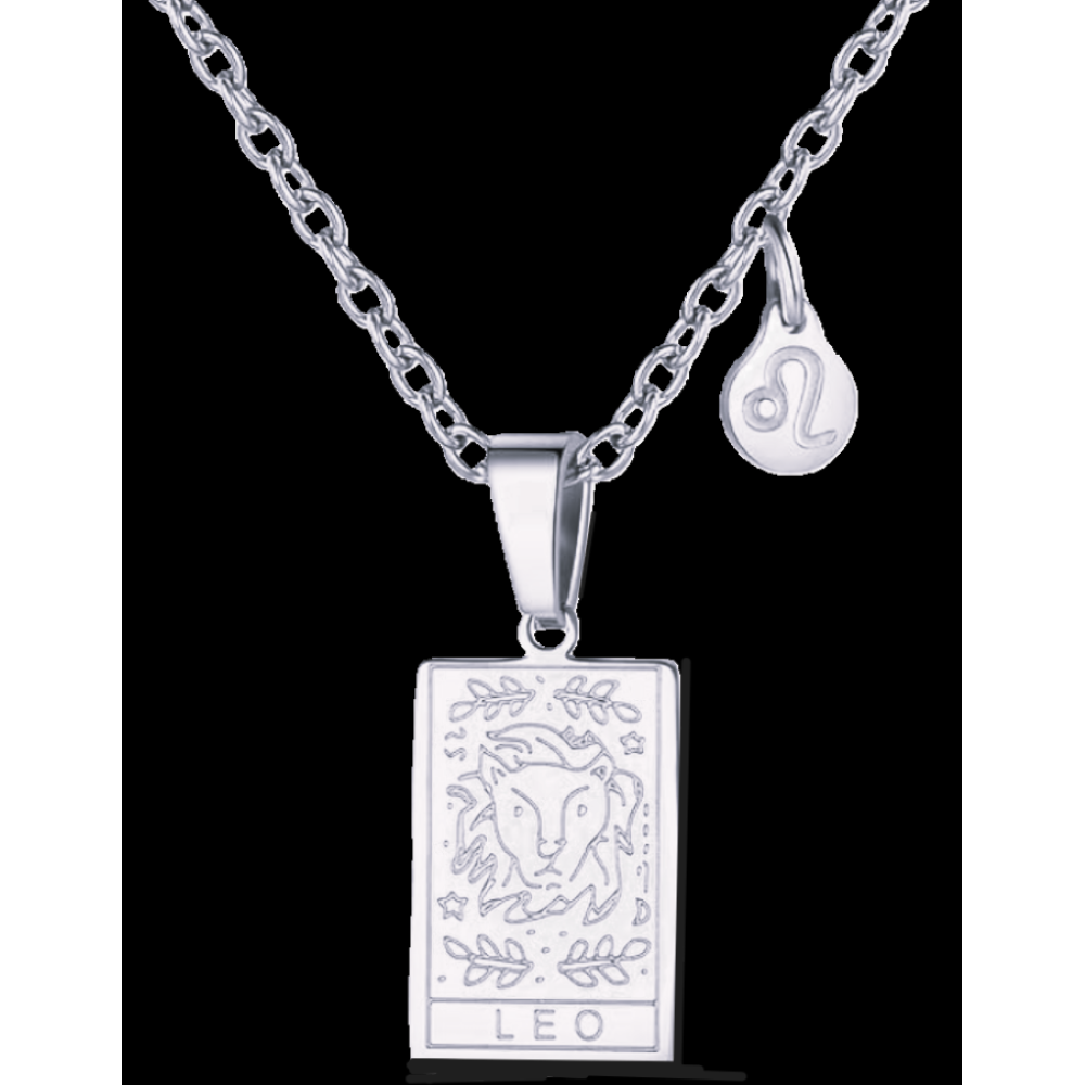 Leo Silver Tablet Necklace