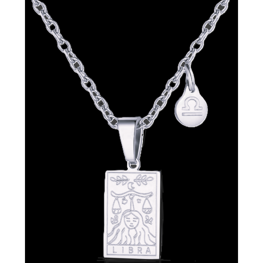 Libra Silver Tablet Necklace