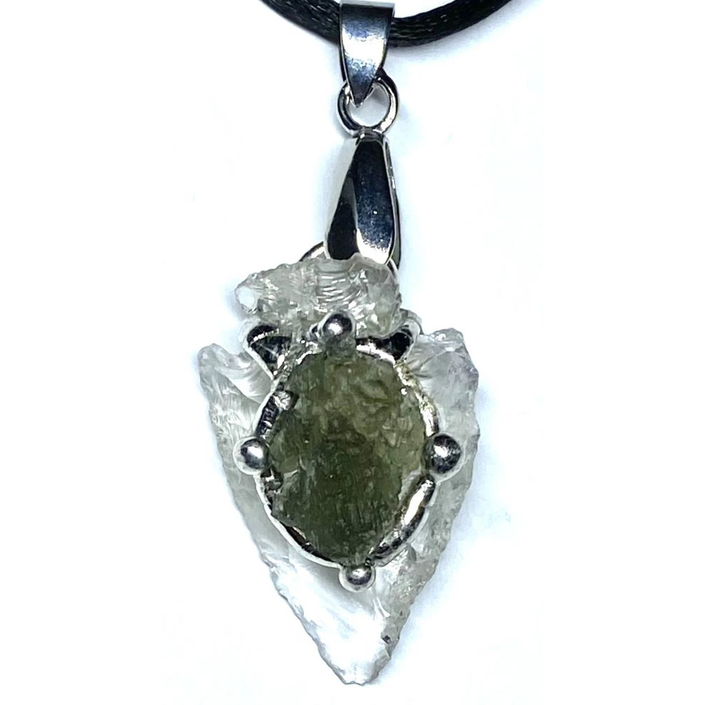 Moldavite Arrowhead Amulet