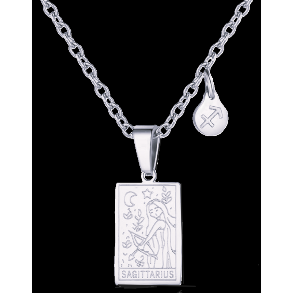 Sagittarius Silver Tablet Necklace