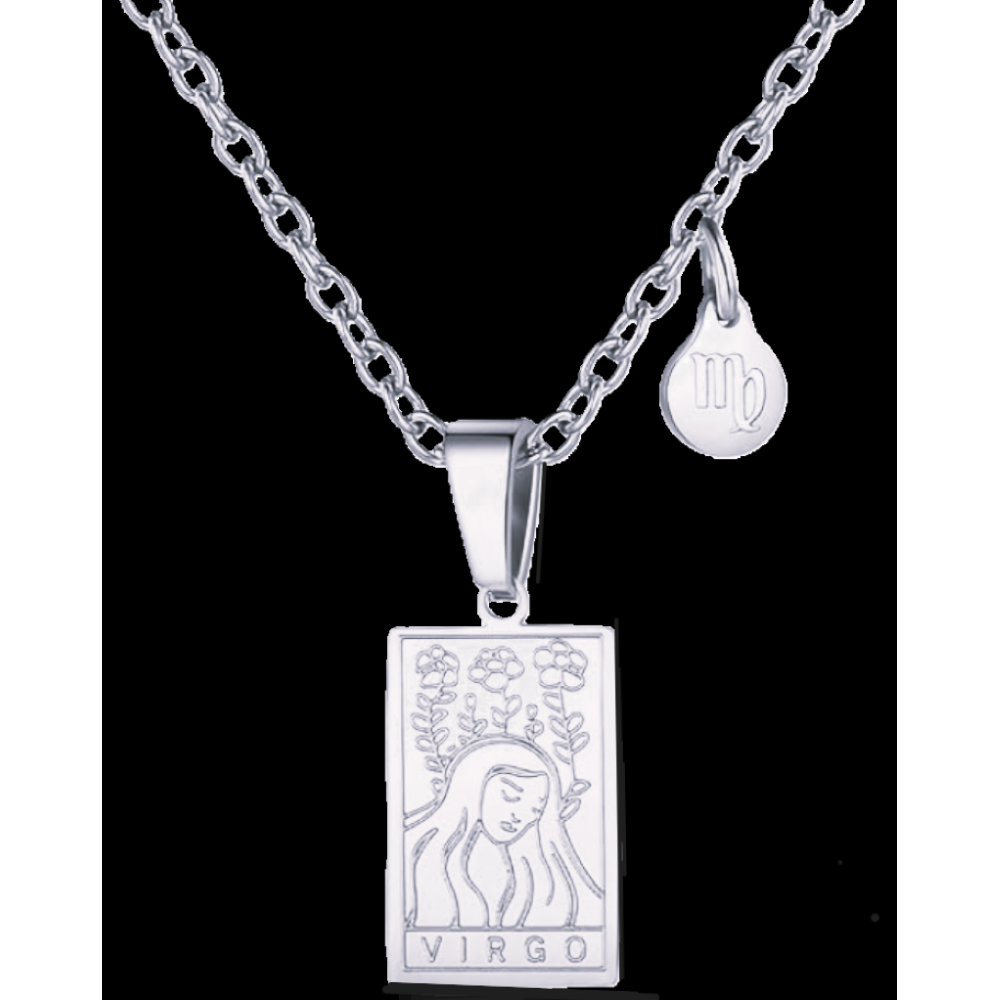 Virgo Silver Tablet Necklace