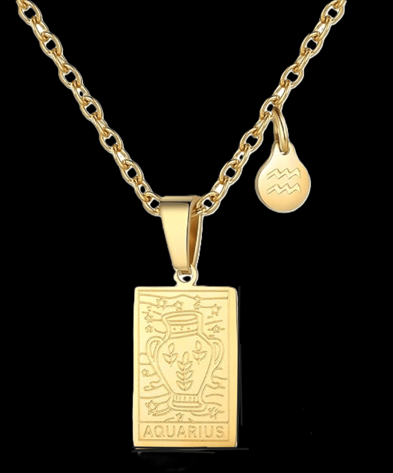 Aquarius Gold Tablet Necklace image 0