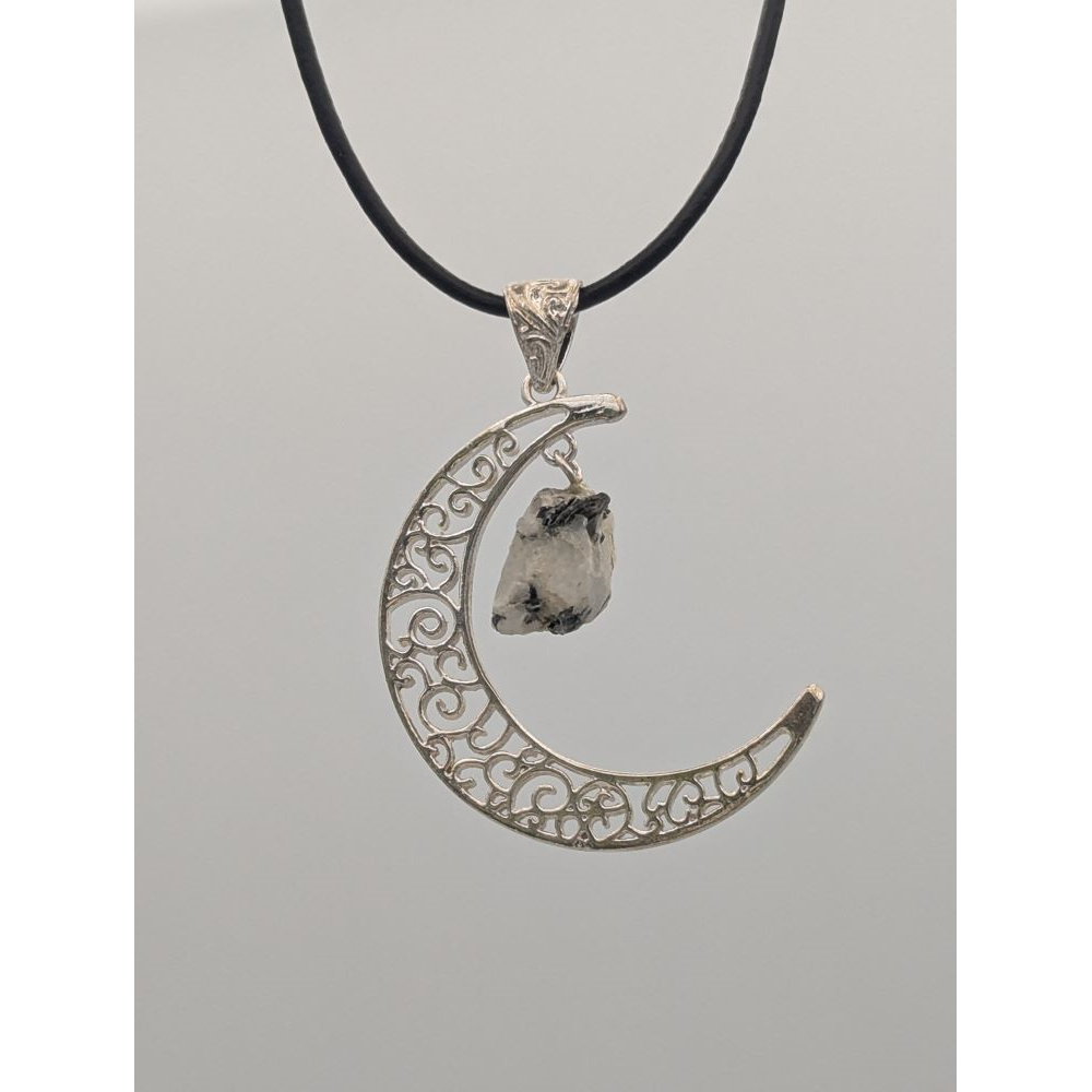 Half Moon with Raw Moonstone