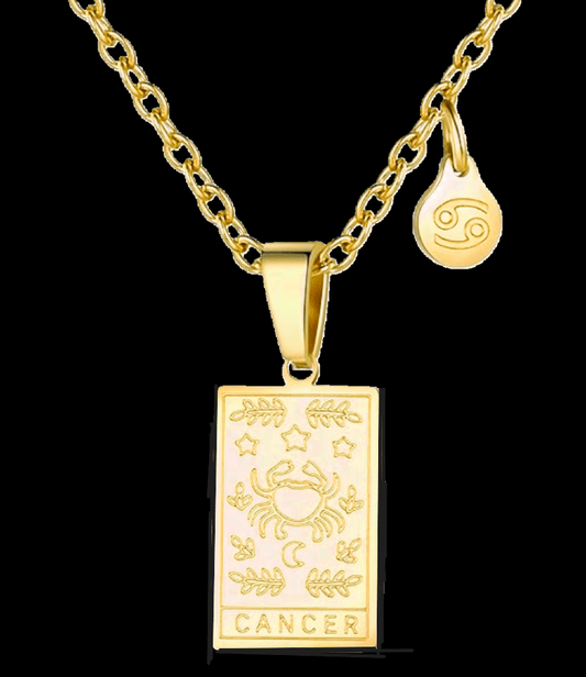Cancer Gold Tablet Necklace image 0
