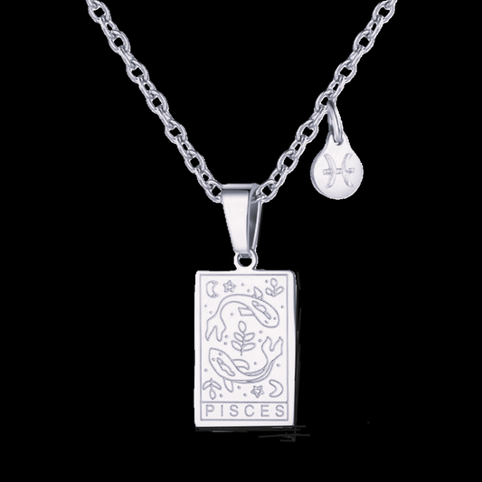 Pisces Silver Tablet Necklace image 0
