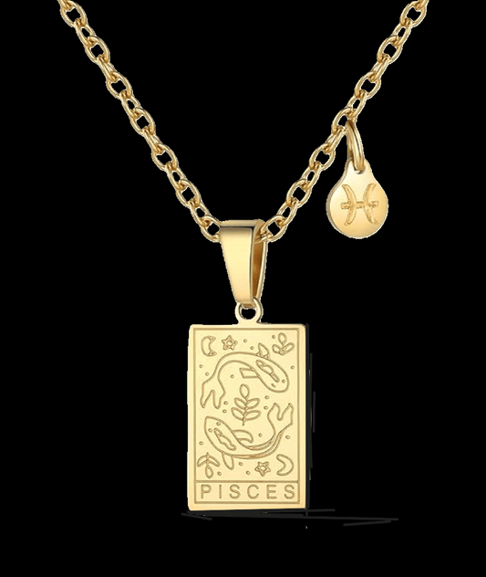 Pisces Gold Tablet Necklace image 0
