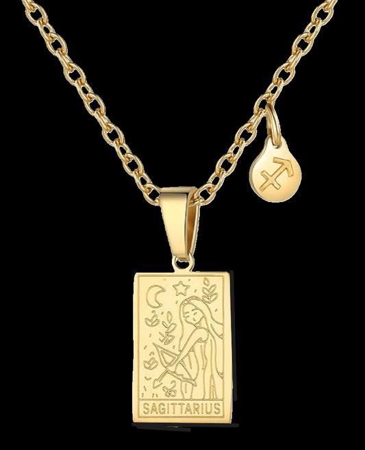 Sagittarius Gold Tablet Necklace image 0