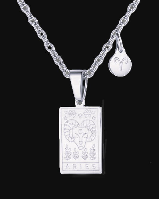 Aries Silver Tablet Necklace image 0