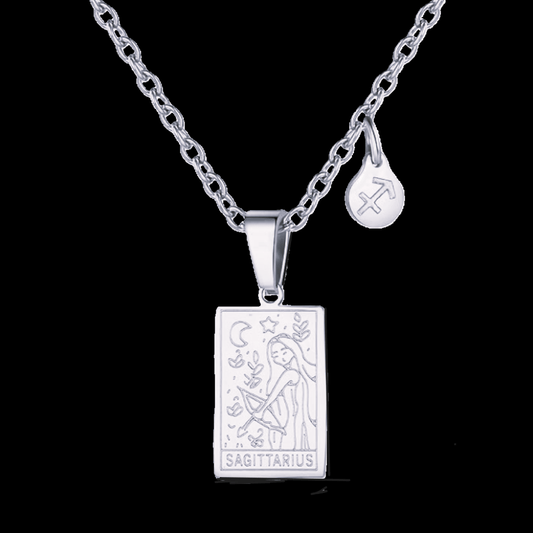 Sagittarius Silver Tablet Necklace image 0
