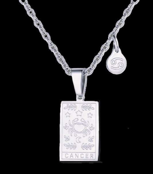 Cancer Silver Tablet Necklace image 0