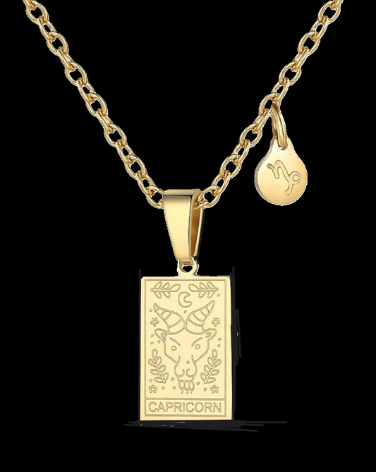 Capricorn Gold Tablet Necklace image 0