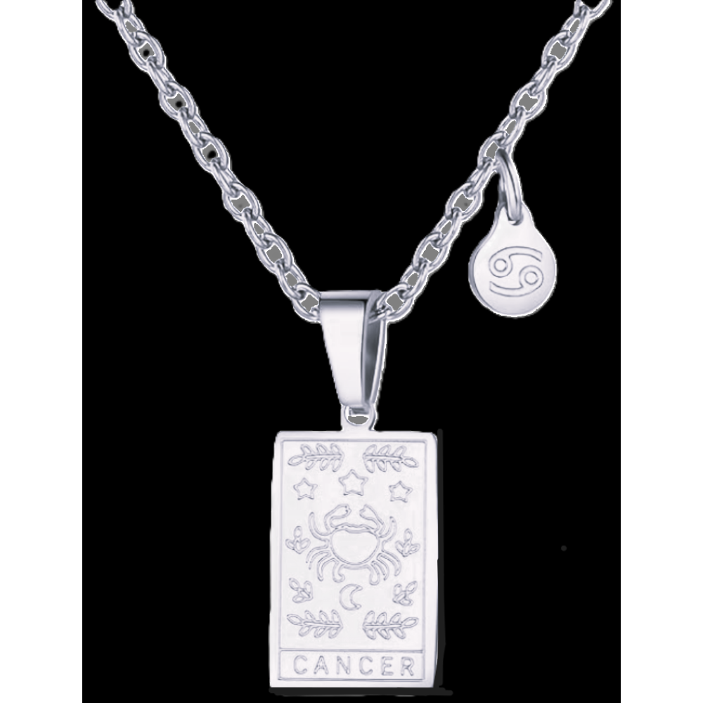 Cancer Silver Tablet Necklace