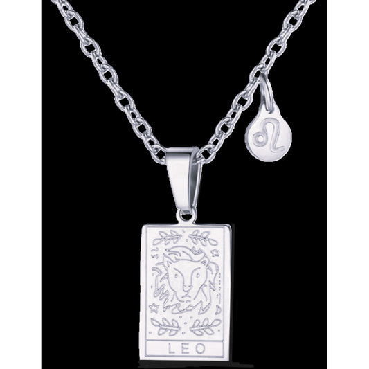 Leo Silver Tablet Necklace