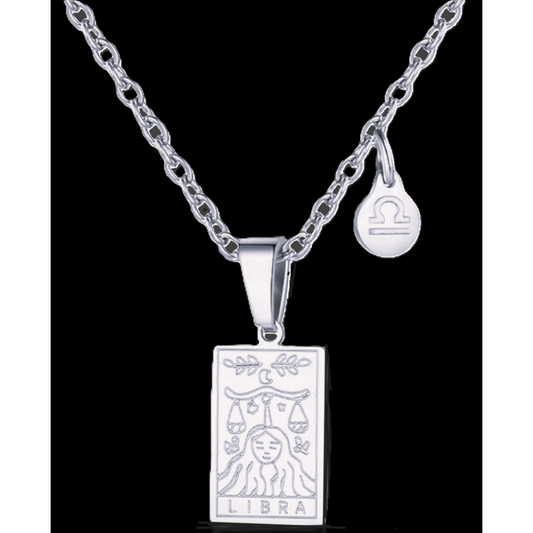 Libra Silver Tablet Necklace