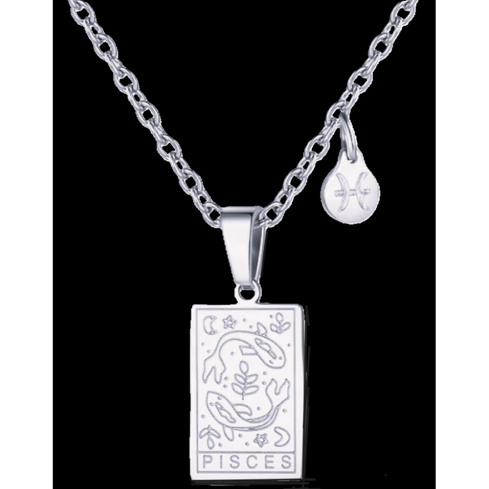 Pisces Silver Tablet Necklace