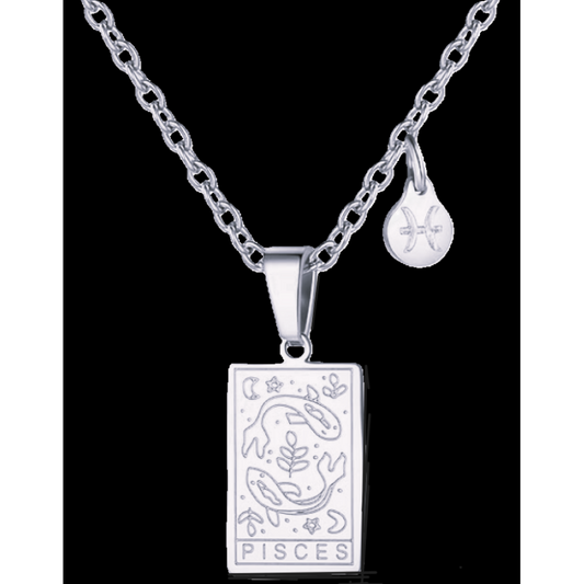 Pisces Silver Tablet Necklace