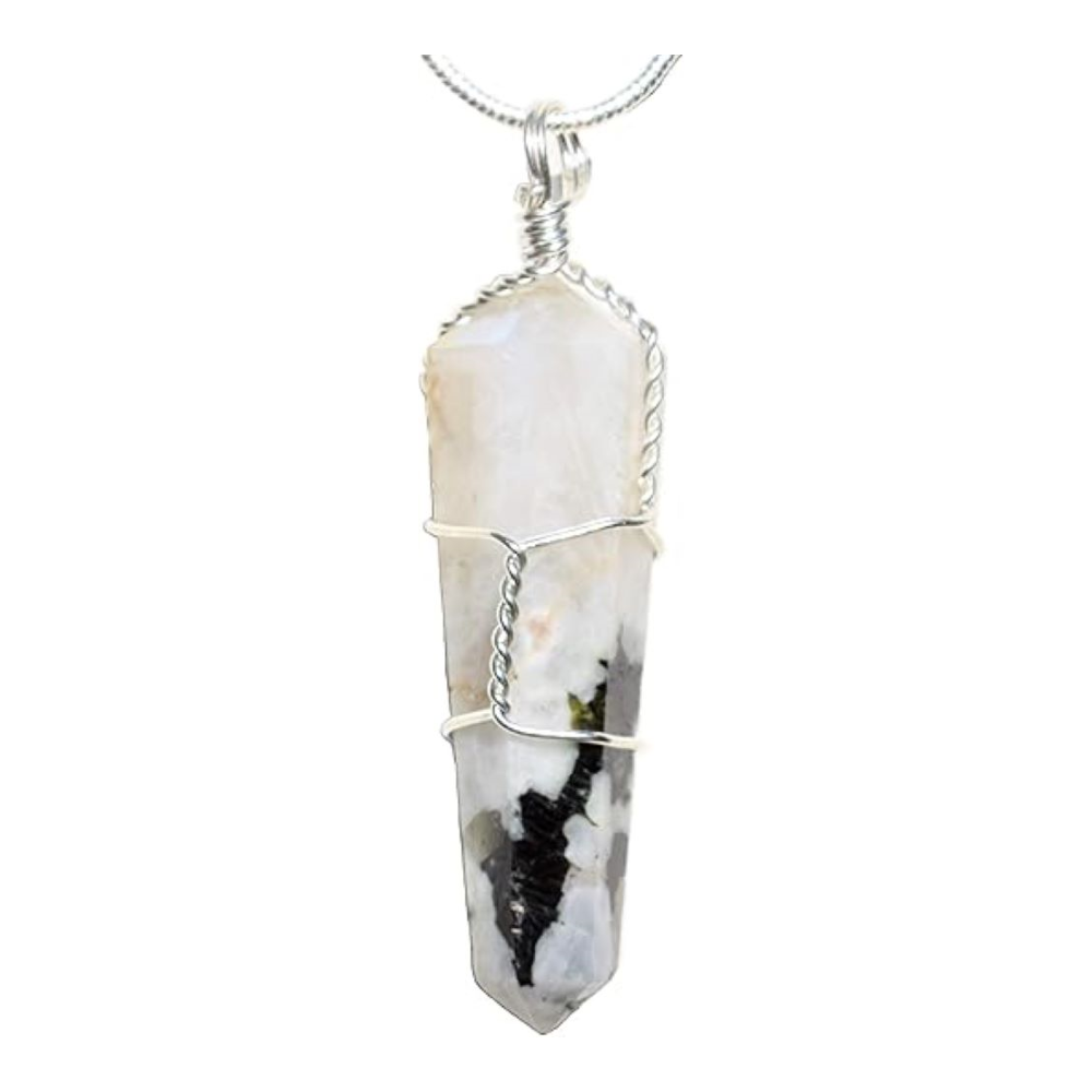 Rainbow Moonstone Wire Wrapped Necklace