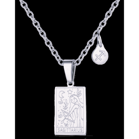 Sagittarius Silver Tablet Necklace