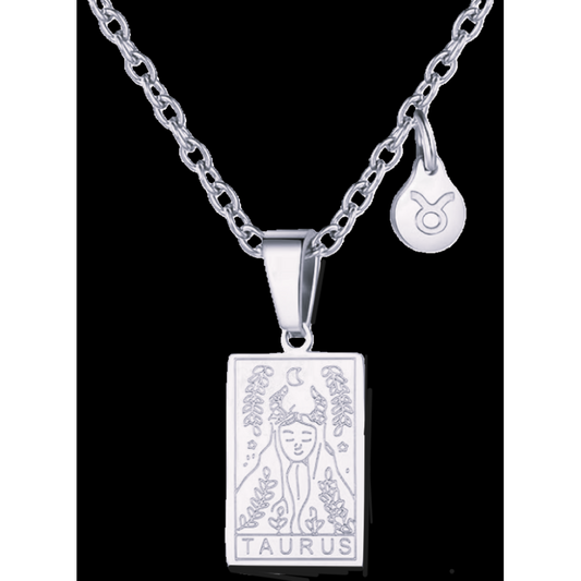 Taurus Silver Tablet Necklace