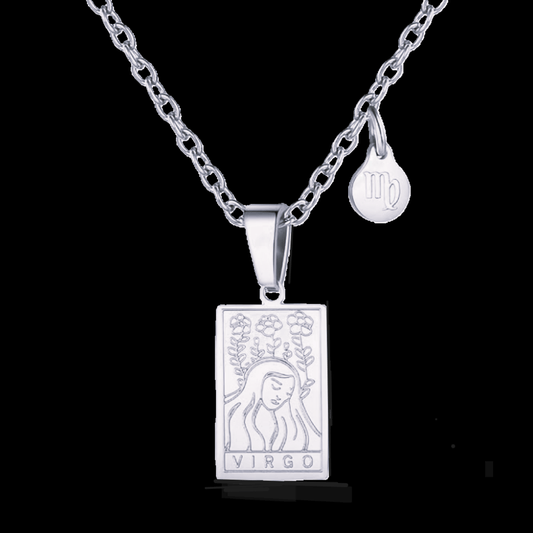 Virgo Silver Tablet Necklace image 0