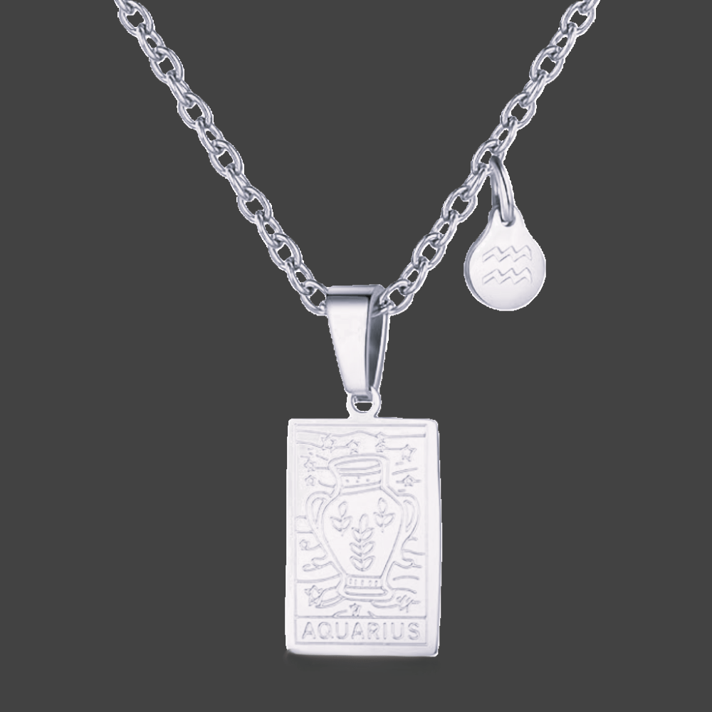 Aquarius Silver Tablet Necklace image 0