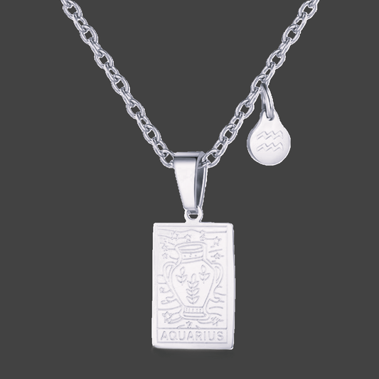 Aquarius Silver Tablet Necklace image 0