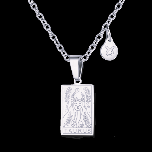Taurus Silver Tablet Necklace image 0