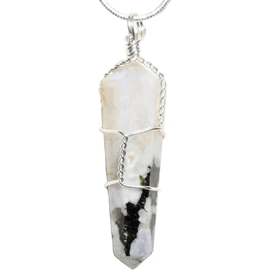 Rainbow Moonstone Wire Wrapped Necklace image 0