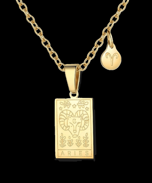 Aries Gold Tablet Necklace image 0