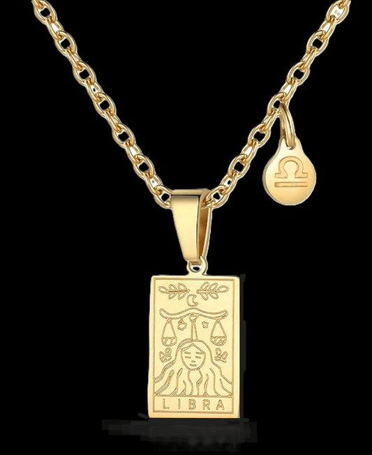 Libra Gold Tablet Necklace image 0