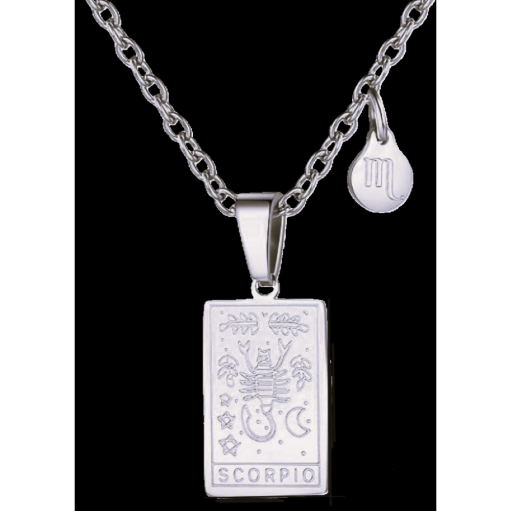 Scorpio Silver Tablet Necklace